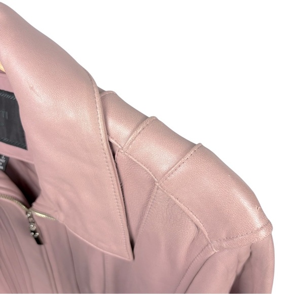 AVANTI LIGHT PINK LEATHER ZIP FRONT TAILORED COLLARED BLAZER Y2K JACKET - Picture 13 of 16